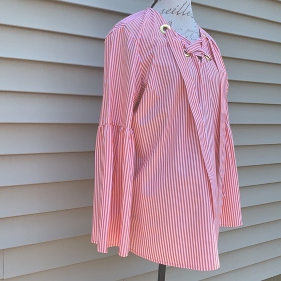 Michael Michael Kors Poppy Striped Bell Sleeve Top - Picture 4 of 15